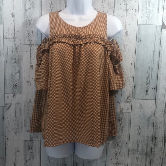 LC Lauren Conrad Cold Shoulder Ruffle Front Top Small - Picture 1 of 9